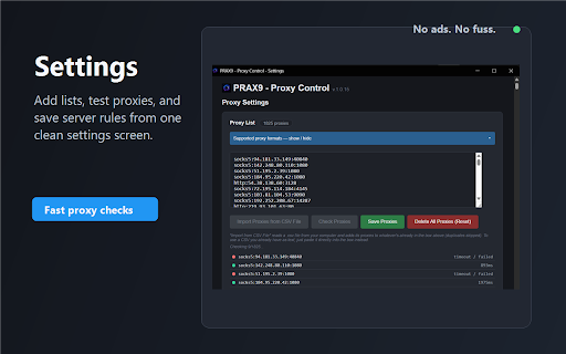 PRAX9 - Proxy Control :: Free proxy manager and switcher with no ads.