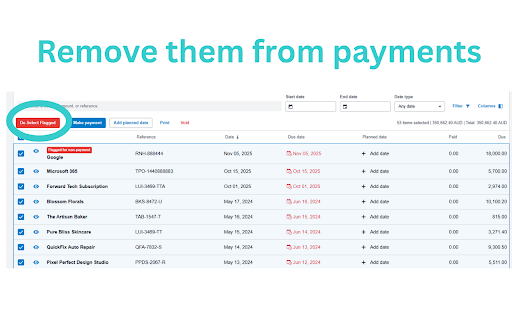 Xero Flagger :: Flag payable invoices in Xero and bulk-remove them from the awaiting payment list.