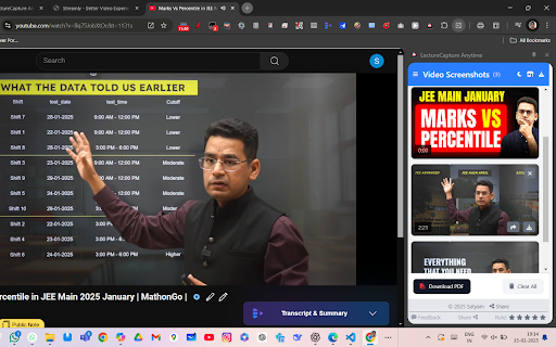 LectureCapture Tube :: Capture, save, and manage YouTube video screenshots with timestamps.