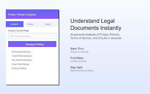 Policy Threat Analyzer :: AI-powered analysis of legal documents to identify hidden risks, unfair terms, and threats to your privacy.