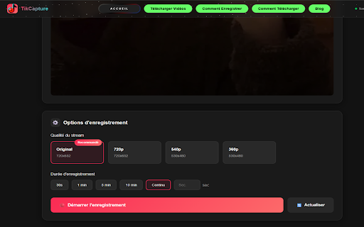 Enregistreur de Live TikTok :: Ajoute un bouton pour enregistrer les lives TikTok via TikCapture.live gratuitement