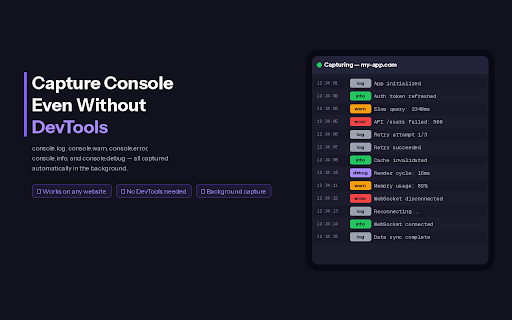Console Viewer :: Never miss a console log again. Record, search, and filter console output even when DevTools is closed.