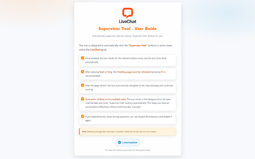 LiveChat Supervisor :: Automatically clicks Supervise Chat buttons in LiveChat.
