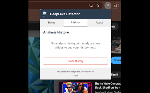 Deepfake Detector :: Detect deepfake videos across the web. Right-click any video to analyze it for manipulation.