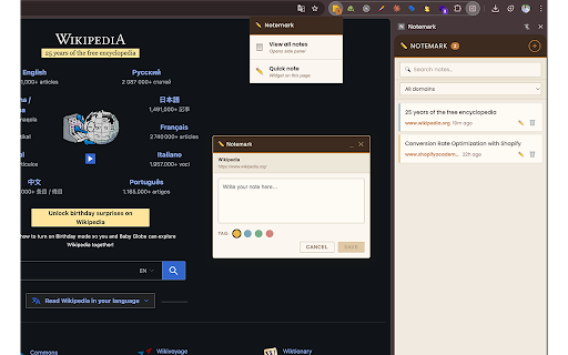 Notemark :: Instantly capture notes on any webpage. Notes are tied to the page URL, searchable, and always one click away.