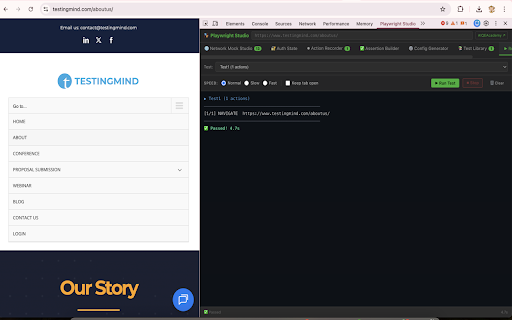 Playwright Studio by AIQEAcademy :: Record, save and run Playwright tests directly in Chrome — no downloads needed.