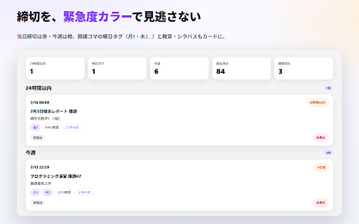 LETUS Task Watcher :: LETUSの課題期限を自動収集し、ブラウザ通知でお知らせする拡張機能です。
