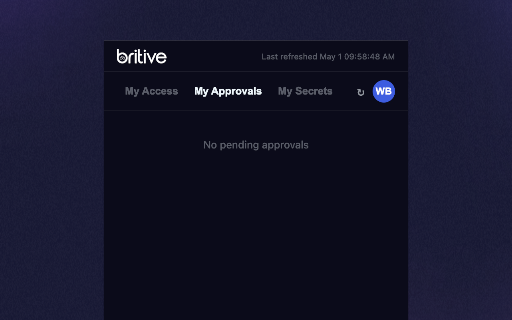 Britive :: Britive extension for My Access, My Approvals, and My Secrets.