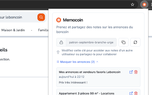 Memocoin :: Prenez des notes sur les annonces de Leboncoin et partagez-les avec vos amis