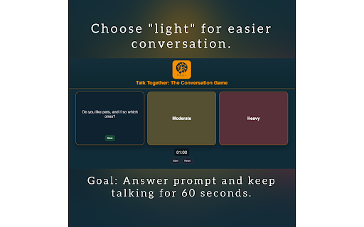 Talk Together: The Conversation Game :: Talk Together: a quick, fun conversation game for practicing English and sparking great discussions.