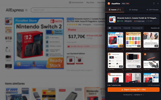 IAssetflow: AI, Photos, Videos & CSV (AliExpress, Amazon, Walmart) :: Extract HD photos, videos & use AI to generate SEO titles, descriptions and CSV catalogs for Shopify & WooCommerce in 1 click.