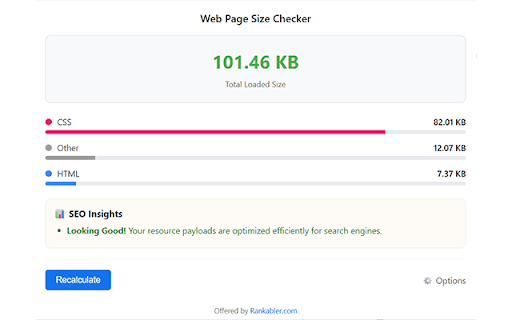 Web Page Size Checker :: Instantly checks any webpage’s size, breaks down payloads intelligently, and provides tailored SEO recommendations.