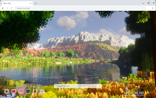 Minecraft Autumn Mountains Live Wallpaper :: Transform your new tab into a breathtaking Minecraft autumn landscape with stunning HD live wallpapers that bring joy to your b...