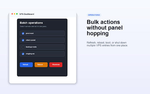 VPS Dashboard — Multi-Provider VPS Manager :: Manage VPS servers across multiple providers — status, resources, power actions, and expiry reminders in your browser sidebar.