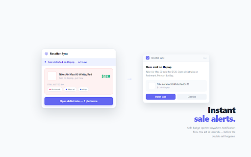 Reseller Sync - Auto Delist & Inventory Sync :: Automatically delist sold items across Poshmark, Depop, Mercari, eBay, Etsy. Prevent double-selling and account bans.