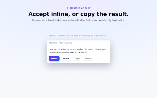 Retone :: Rewrite selected text in a configured tone/style using on-device AI.