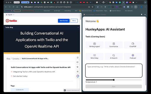 HuxleyApps: AI Sidebar - ChatGPT, Claude, Gemini & Tools :: Your AI assistant, integrating more AI models. Chat, search, write, translate, create images/videos anytime, anywhere.