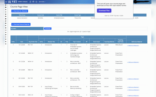 VTOP File Downloader :: VTOP File Downloader – Clean, One-Click Downloads
Tired of downloading files from VTOP only to end up with messy, unreadable…