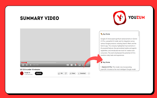 Youzum : For YouTube Video Summarization :: AI-powered tool to summarize YouTube videos with automatic transcript analysis and multi-language support