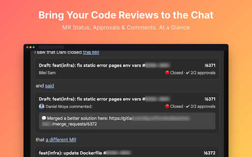 GitLab MR Previewer :: A lightweight Chrome Extension that transforms plain GitLab Merge Request links into rich, informative preview cards in Google Chat…