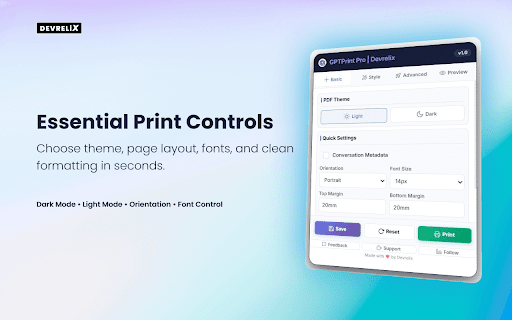 GPTPrint Pro – Print & Export ChatGPT to PDF :: Customize and print ChatGPT conversations with themes, watermark, header, and layout control.