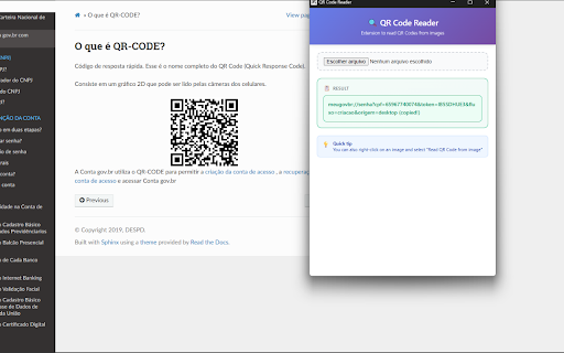 QR Code Reader :: Extension to read QR Codes from images: popup, separate version and context menu (right-click).