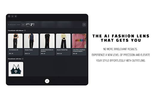 Outfit Lens :: AI visual search for fashion. Get similar products plus outfit suggestions from any image selection.