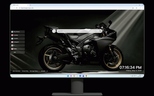 Yamaha R1 Live Wallpaper :: Yamaha YZF-R1 in stealth black with gold wheels under dramatic spotlight against dark studio backdrop.