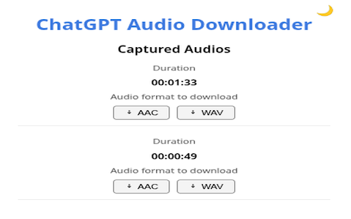 ChatGPT Audio Downloader :: Capture and download ChatGPT speech (AAC or WAV).