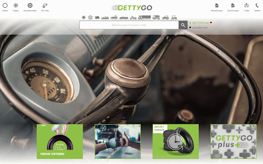 GETTYGO Chrome Extension :: Die GETTYGO Browsererweiterung. Starten Sie direkt Ihre Reifensuche wenn Sie einen neuen Tab öffnen.