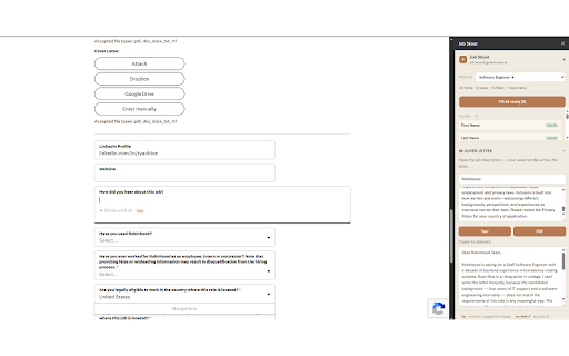 Job Skout :: Automatically reads job application forms and suggests answers from your Job Skout profile. You accept every value yourself.