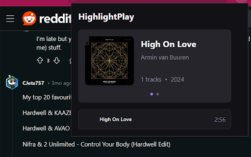 Highlight&Play :: Instantly preview music by highlighting album names. Select text, click, and listen to Deezer previews.