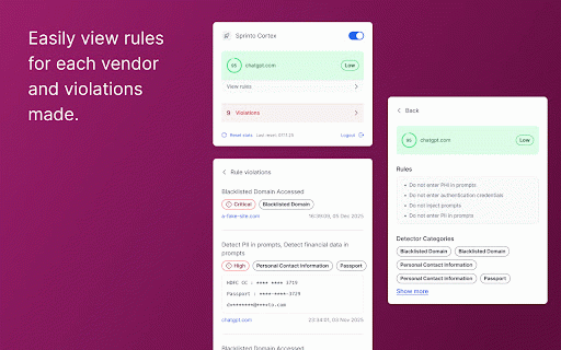 Trust Cortex by Sprinto :: Trust Cortex by Sprinto provides real-time visibility and governance for AI usage across your organization