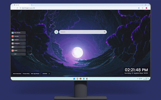 Night Sky Purple Moon Clouds Live Wallpaper :: Luminous full moon framed by circular purple clouds in mystical night sky portal.
