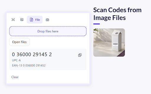Barcode Reader :: Copy the number, not the picture: this barcode reader and barcode scanner can scan barcode images on a page, in a file or by camera.