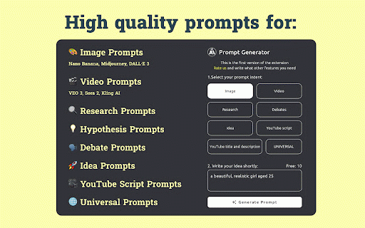 Prompt Generator :: AI prompt generator for creating MidJourney prompts, creative ideas, and productivity boosts—all within your browser.