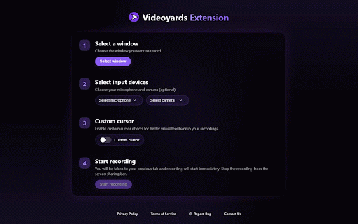 Videoyards - Screen Recorder with Custom Cursor & Auto Zoom :: Create stunning, professional-quality screen recordings effortlessly. Perfect for tutorials, product demos, and more.