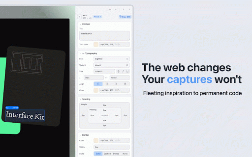 Stele: Screenshot to Code, Save UI Inspiration :: Capture any element, page, or recording from the web and turn it into clean code, design tokens, and an editable canvas.