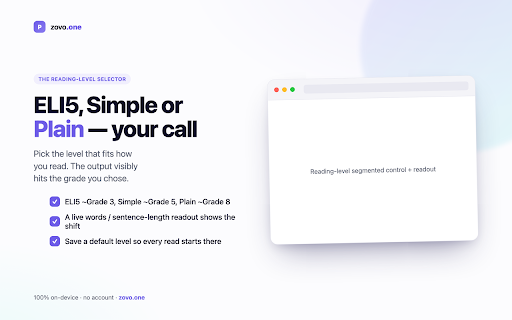 Plainly, Plain English Reader :: Get plain English from dense terms, medical letters and legal clauses, at a reading level you pick. Runs on your device.