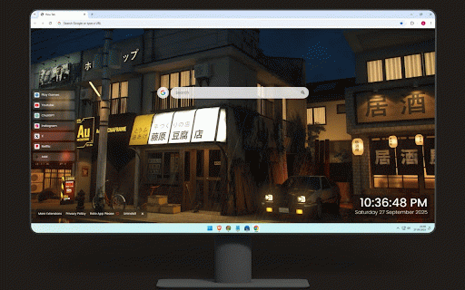 Japanese Fujiwara Tofu Store Rainy Day Live Wallpaper :: Cozy Japanese Fujiwara tofu shop street scene with warm lights on atmospheric rainy evening.