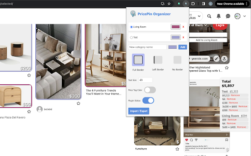 PricePin Organizer :: PricePin Organizer is an expansion for Pinterest which lets you tag pins and organize them into categories to keep track of the…
