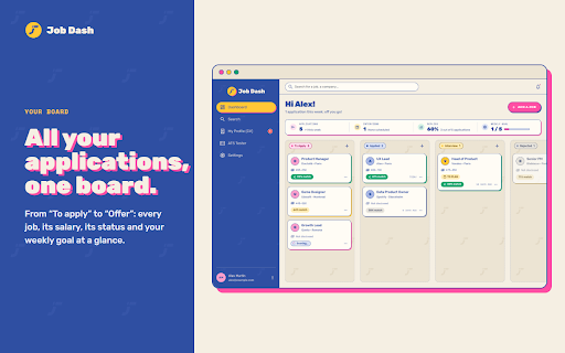 Job Dash - Job Tracker :: Import any job ad into Job Dash in one click: AI reads the listing with your own Gemini key.