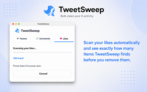 TweetSweep :: Sweep away your X/Twitter tweets, comments, and likes with time filters.