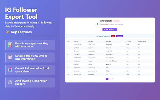 IG Follower Export Tool :: A chrome extension for batch downloading the followers/following of public Instagram accounts.