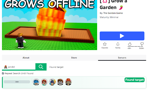 RoSearcher - Join Anyone on Roblox :: Search through a Roblox game for any player with joins off