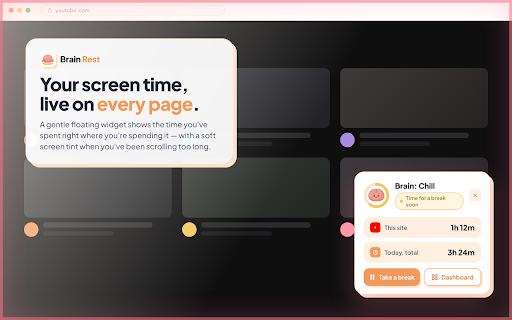 Brain Rest – Screen Time Tracker :: Track your screen time on every website and build healthier habits with focus mode, Pomodoro, daily limits, and site blocking.