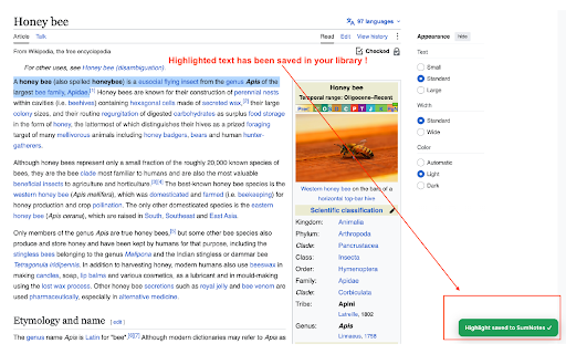 honeybee :: Highlight text on any website and save it to your SumNotes account.