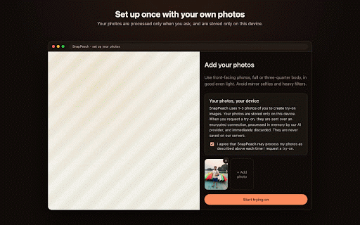 SnapPeach :: See yourself wearing clothes you find while shopping online.