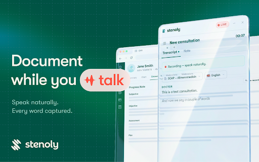 Stenoly :: Your digital assistant for medical documentation. Streamline your workflow with AI-generated notes.