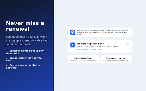Domain Expiry Tracker and Renewal Manager :: Track domain expiry dates, get renewal reminders, and manage all your domains in one place.